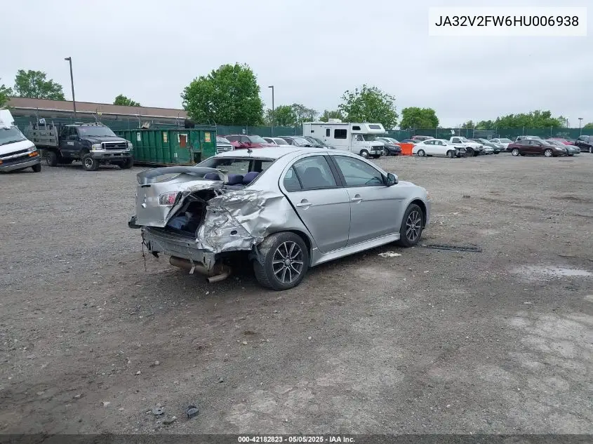 2017 Mitsubishi Lancer Es VIN: JA32V2FW6HU006938 Lot: 42182823