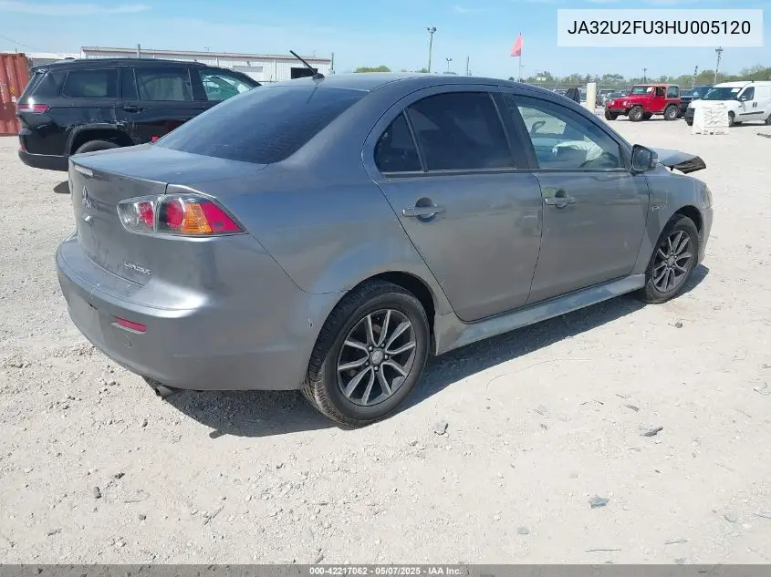 2017 Mitsubishi Lancer Es VIN: JA32U2FU3HU005120 Lot: 42217062