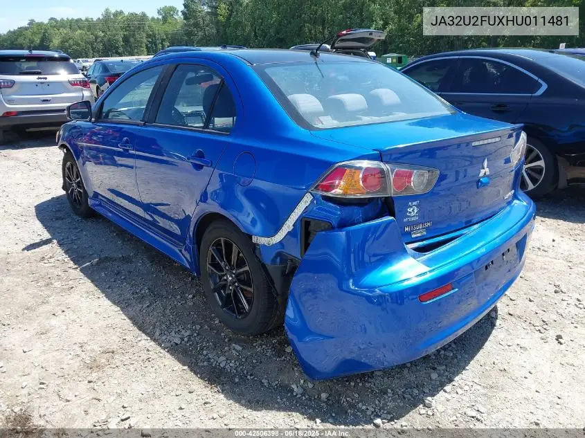 2017 Mitsubishi Lancer Le VIN: JA32U2FUXHU011481 Lot: 42506398