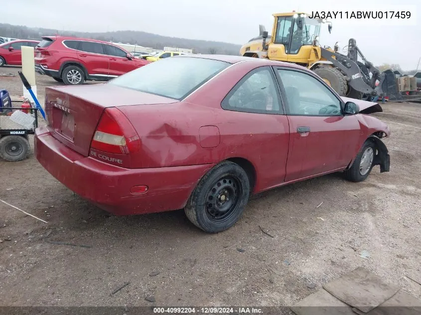 1998 Mitsubishi Mirage De VIN: JA3AY11ABWU017459 Lot: 40992204