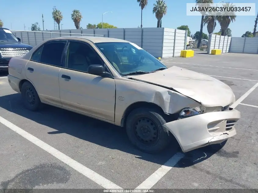 2000 Mitsubishi Mirage De VIN: JA3AY26C3YU033457 Lot: 42087423
