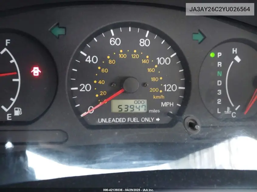 2000 Mitsubishi Mirage De VIN: JA3AY26C2YU026564 Lot: 42139336