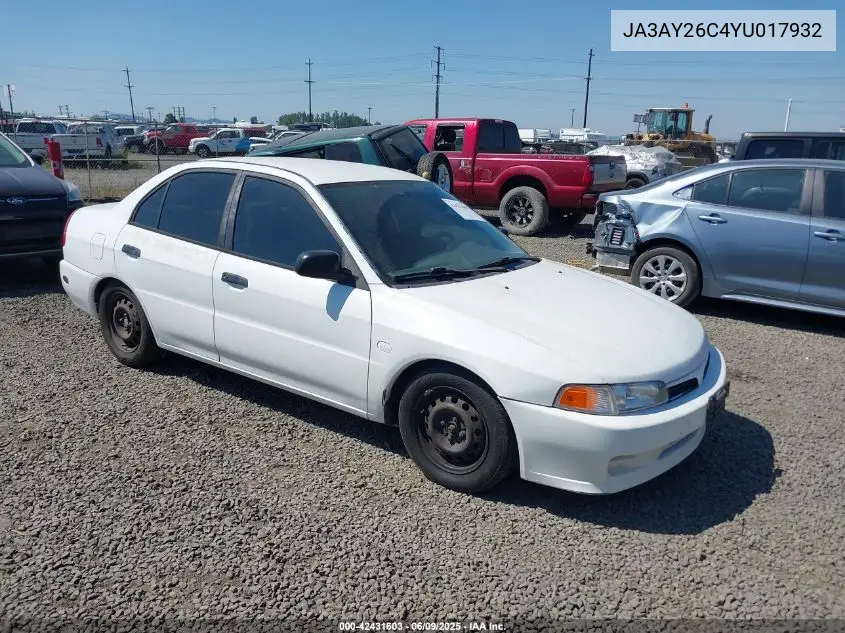 2000 Mitsubishi Mirage De VIN: JA3AY26C4YU017932 Lot: 42431603