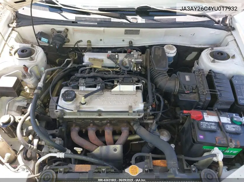 2000 Mitsubishi Mirage De VIN: JA3AY26C4YU017932 Lot: 42431603