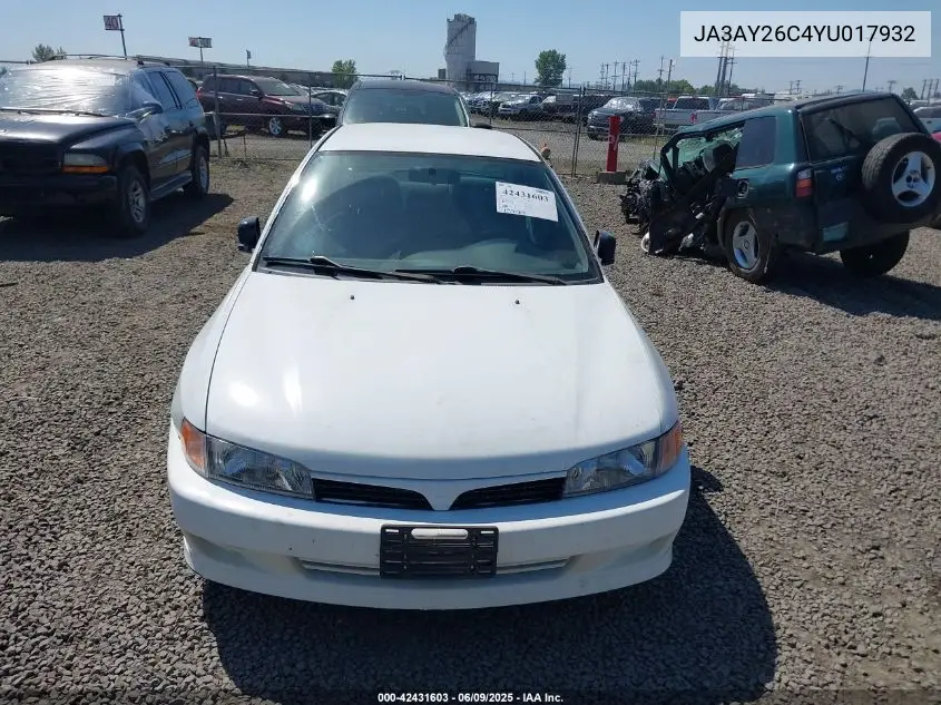 2000 Mitsubishi Mirage De VIN: JA3AY26C4YU017932 Lot: 42431603