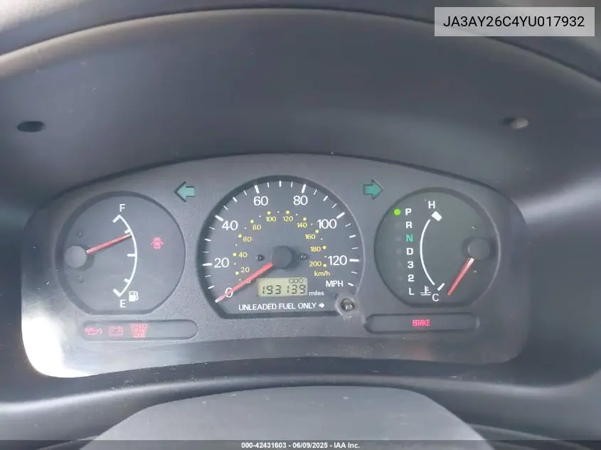 2000 Mitsubishi Mirage De VIN: JA3AY26C4YU017932 Lot: 42431603