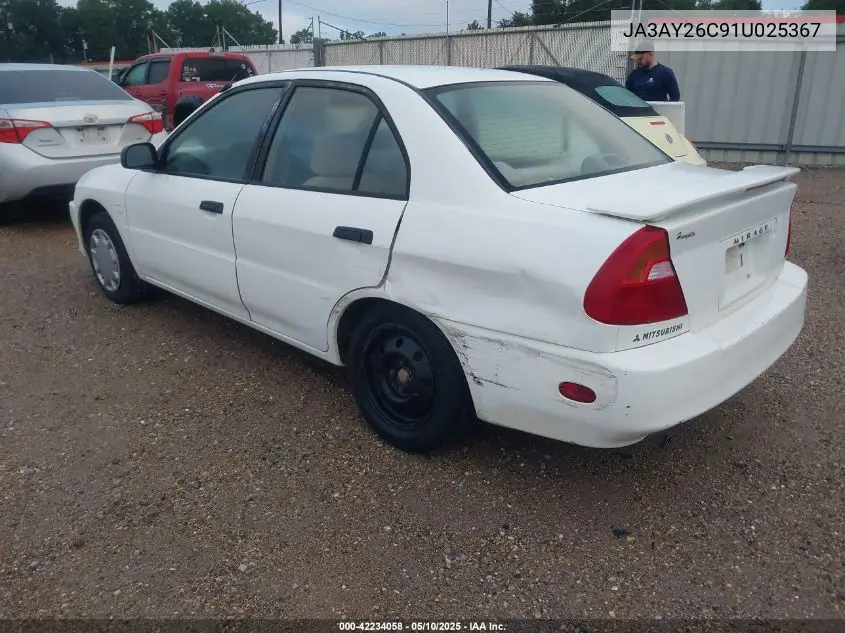 2001 Mitsubishi Mirage Es VIN: JA3AY26C91U025367 Lot: 42234058