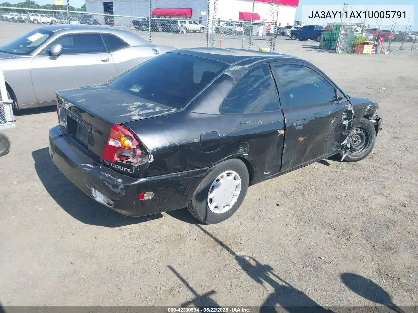 2001 Mitsubishi Mirage De VIN: JA3AY11AX1U005791 Lot: 42330594