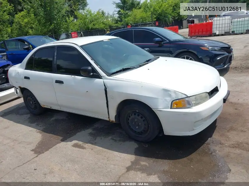 2001 Mitsubishi Mirage Es VIN: JA3AY26C51U012681 Lot: 42514171