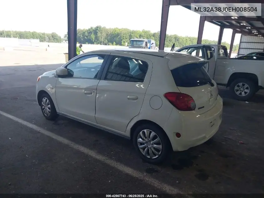 2014 Mitsubishi Mirage VIN: ML32A38J0EH008504 Lot: 42567743