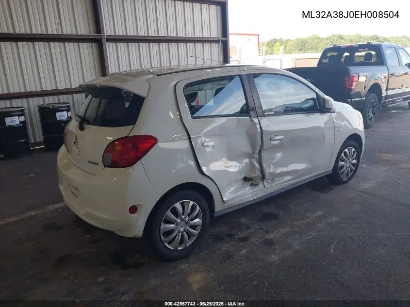 2014 Mitsubishi Mirage VIN: ML32A38J0EH008504 Lot: 42567743
