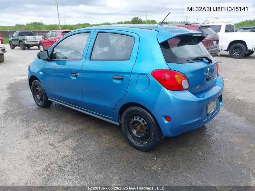 2015 Mitsubishi Mirage De VIN: ML32A3HJ8FH045141 Lot: 12320196