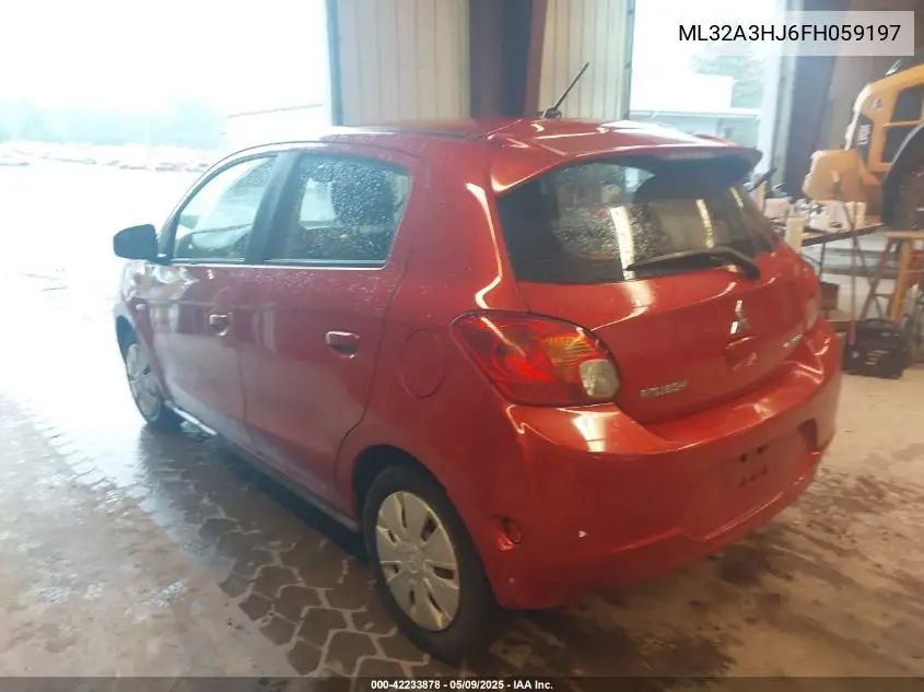 2015 Mitsubishi Mirage De/Rf VIN: ML32A3HJ6FH059197 Lot: 42233878