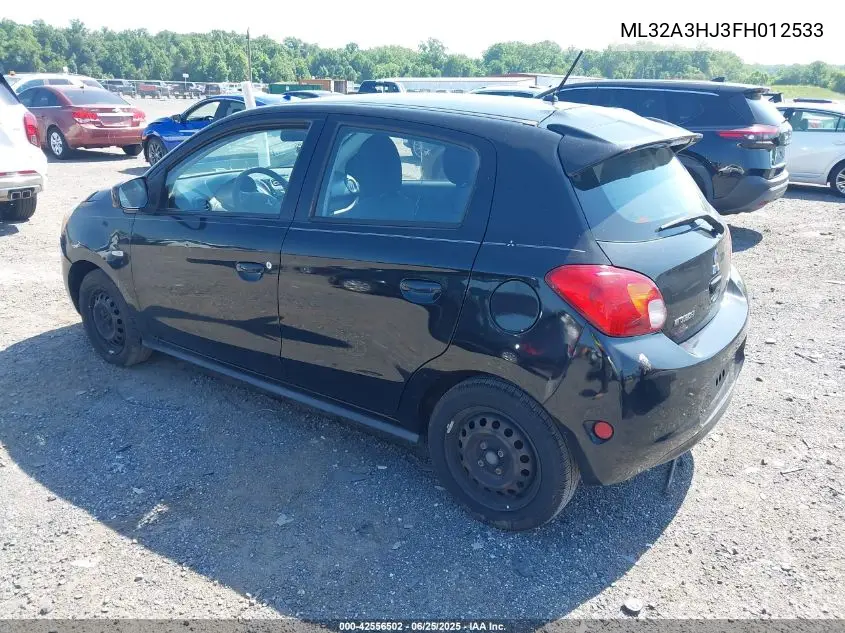 2015 Mitsubishi Mirage De VIN: ML32A3HJ3FH012533 Lot: 42556502