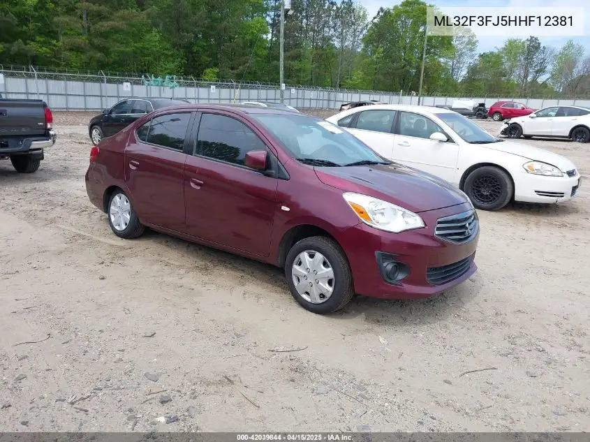 2017 Mitsubishi Mirage G4 Es VIN: ML32F3FJ5HHF12381 Lot: 42039844