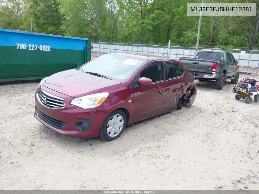 2017 Mitsubishi Mirage G4 Es VIN: ML32F3FJ5HHF12381 Lot: 42039844