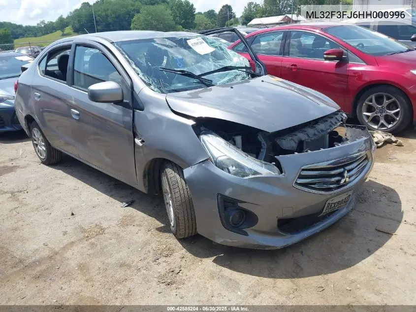 2017 Mitsubishi Mirage G4 Es VIN: ML32F3FJ6HH000996 Lot: 42585204