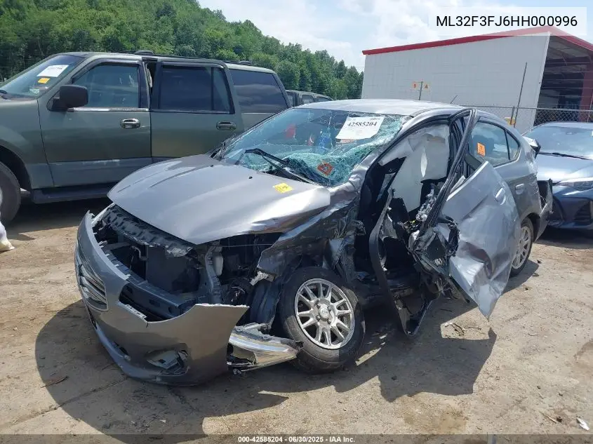 2017 Mitsubishi Mirage G4 Es VIN: ML32F3FJ6HH000996 Lot: 42585204
