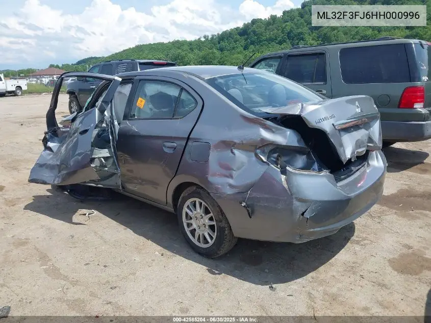2017 Mitsubishi Mirage G4 Es VIN: ML32F3FJ6HH000996 Lot: 42585204