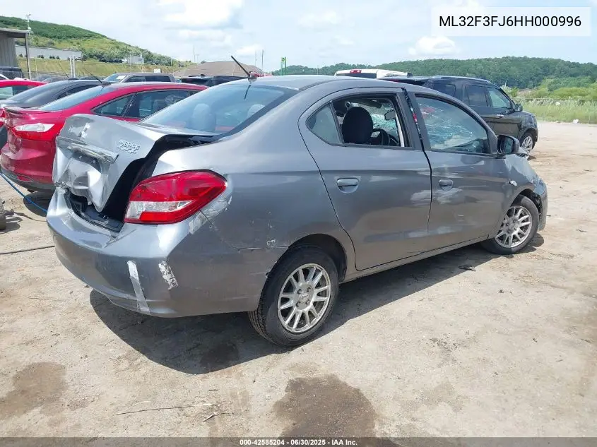 2017 Mitsubishi Mirage G4 Es VIN: ML32F3FJ6HH000996 Lot: 42585204