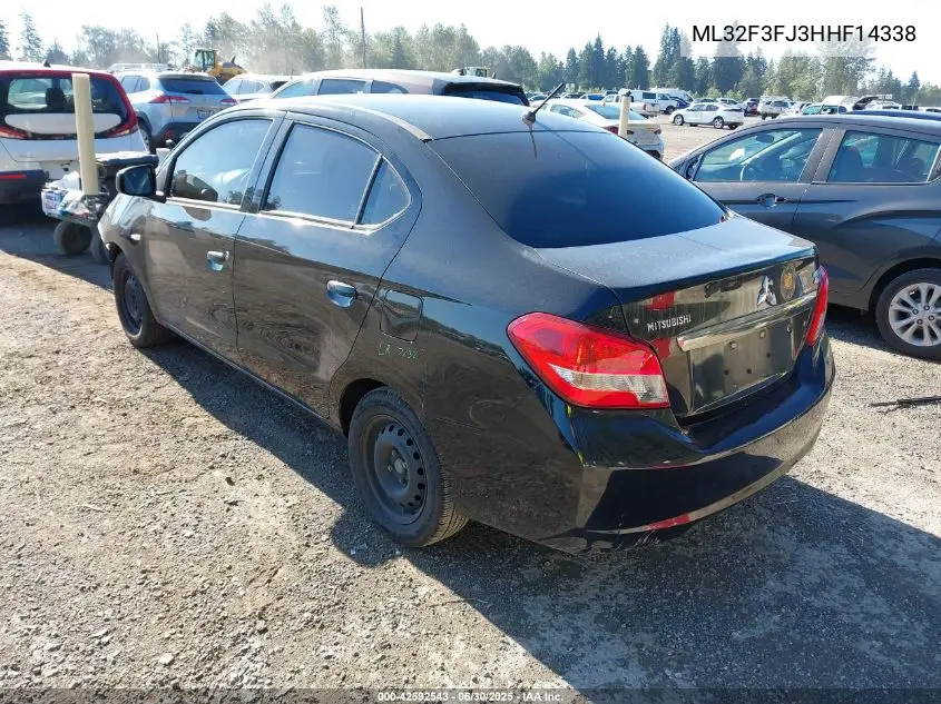 2017 Mitsubishi Mirage G4 Es VIN: ML32F3FJ3HHF14338 Lot: 42592543