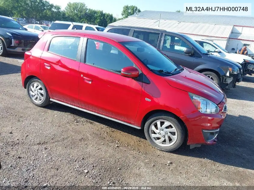 2017 Mitsubishi Mirage Se VIN: ML32A4HJ7HH000748 Lot: 42594920