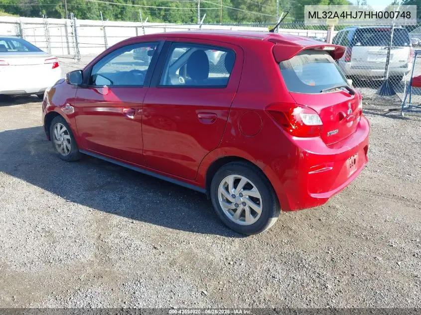 2017 Mitsubishi Mirage Se VIN: ML32A4HJ7HH000748 Lot: 42594920