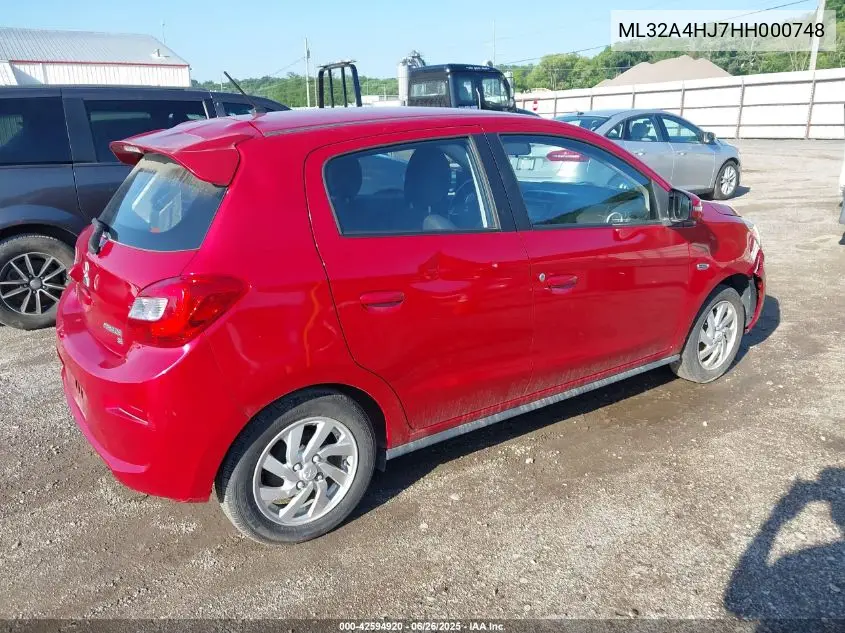 2017 Mitsubishi Mirage Se VIN: ML32A4HJ7HH000748 Lot: 42594920