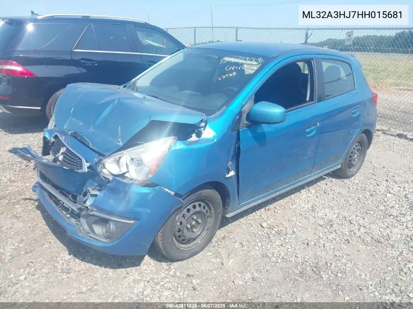 2017 Mitsubishi Mirage Es VIN: ML32A3HJ7HH015681 Lot: 42611328