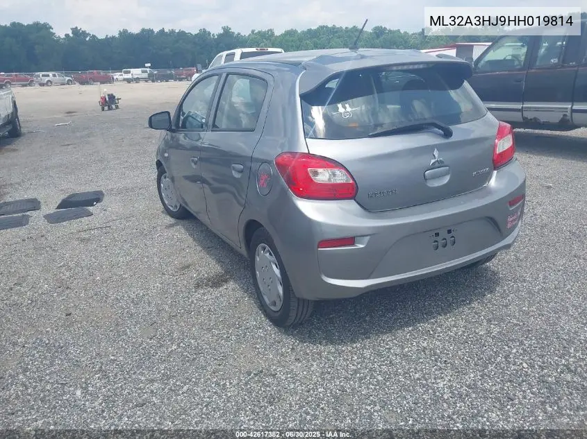 2017 Mitsubishi Mirage Es VIN: ML32A3HJ9HH019814 Lot: 42617382