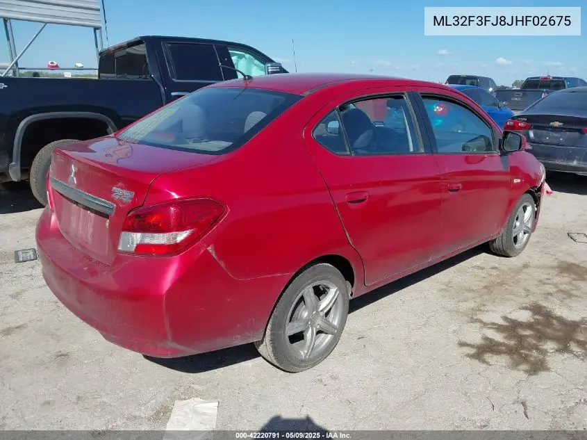 2018 Mitsubishi Mirage G4 Es VIN: ML32F3FJ8JHF02675 Lot: 42220791