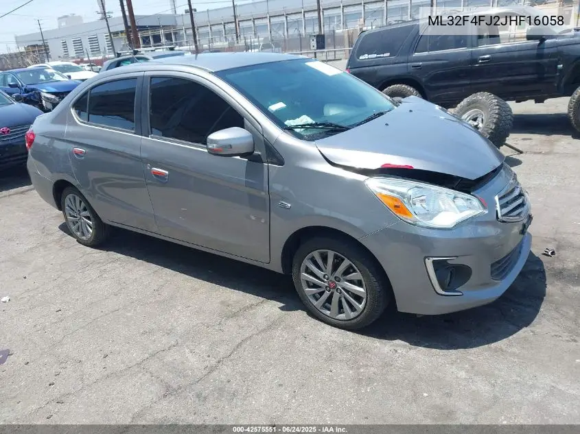 2018 Mitsubishi Mirage G4 Se VIN: ML32F4FJ2JHF16058 Lot: 42575551