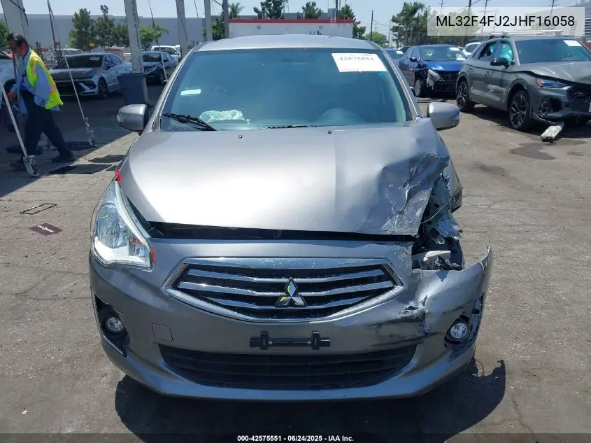 2018 Mitsubishi Mirage G4 Se VIN: ML32F4FJ2JHF16058 Lot: 42575551