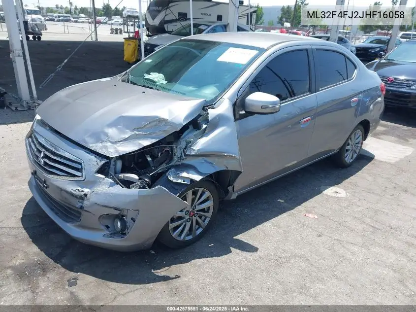 2018 Mitsubishi Mirage G4 Se VIN: ML32F4FJ2JHF16058 Lot: 42575551