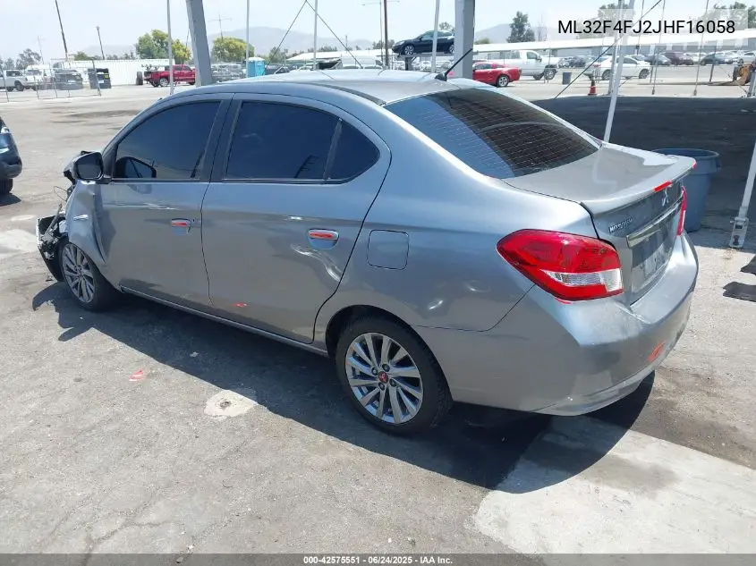 2018 Mitsubishi Mirage G4 Se VIN: ML32F4FJ2JHF16058 Lot: 42575551