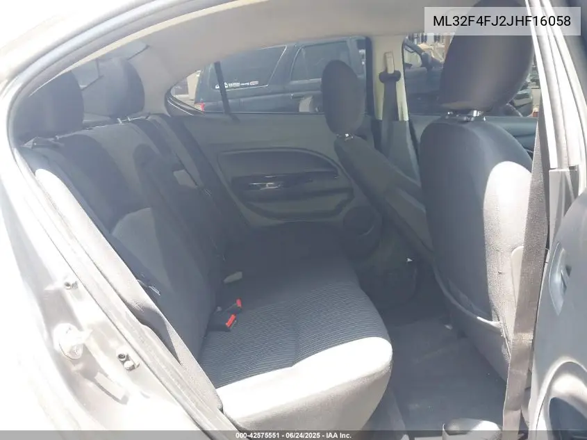 2018 Mitsubishi Mirage G4 Se VIN: ML32F4FJ2JHF16058 Lot: 42575551