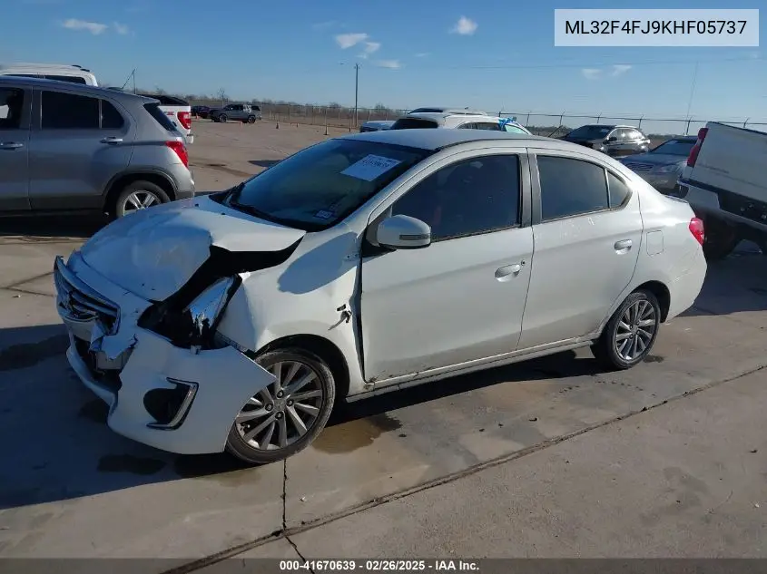 2019 Mitsubishi Mirage G4 Se VIN: ML32F4FJ9KHF05737 Lot: 41670639