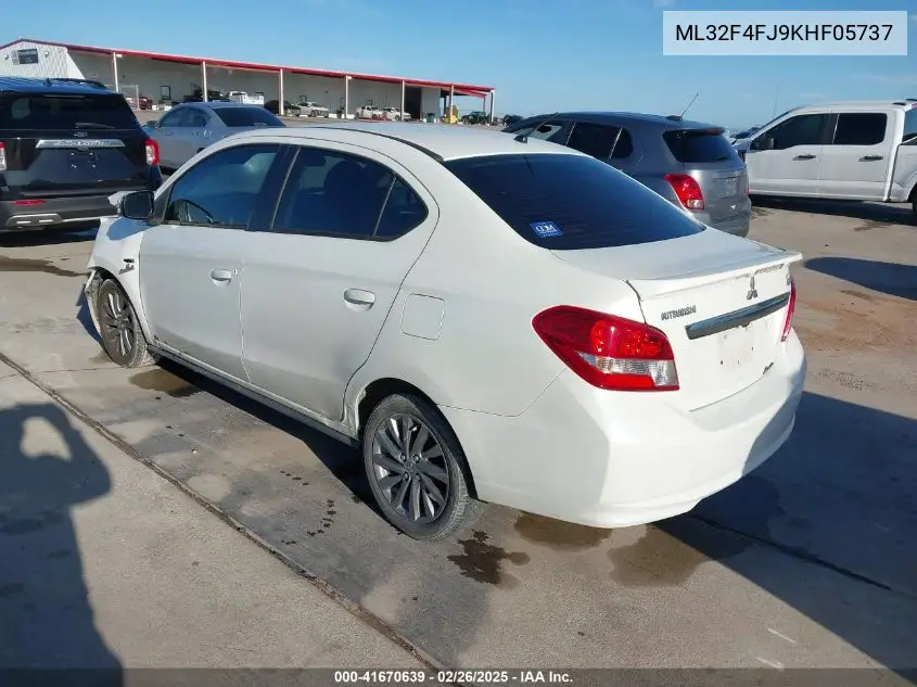 2019 Mitsubishi Mirage G4 Se VIN: ML32F4FJ9KHF05737 Lot: 41670639