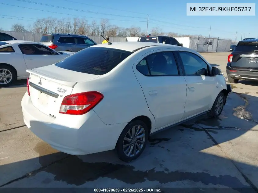 2019 Mitsubishi Mirage G4 Se VIN: ML32F4FJ9KHF05737 Lot: 41670639