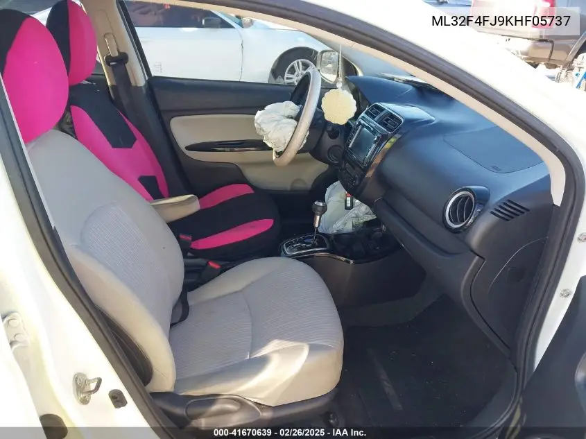 2019 Mitsubishi Mirage G4 Se VIN: ML32F4FJ9KHF05737 Lot: 41670639