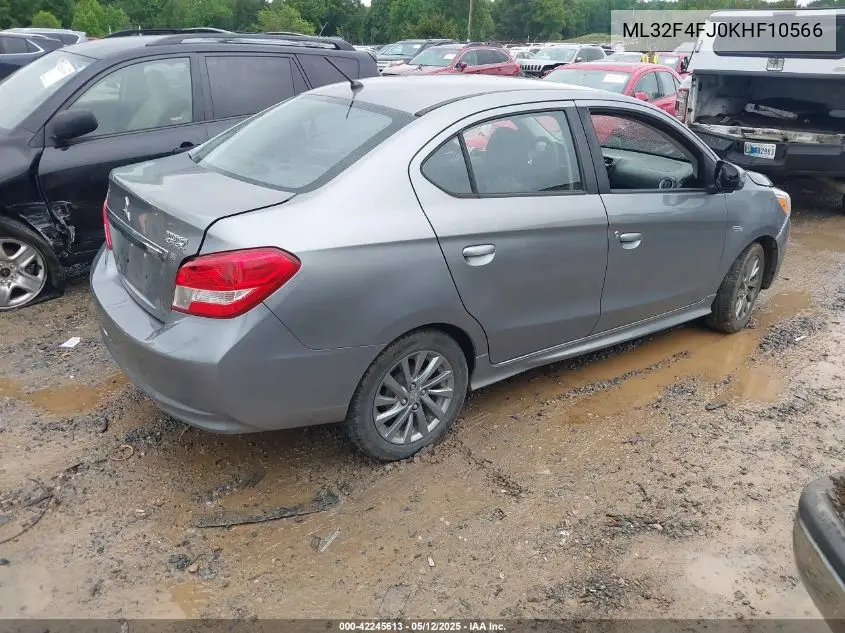 2019 Mitsubishi Mirage G4 Se VIN: ML32F4FJ0KHF10566 Lot: 42245613