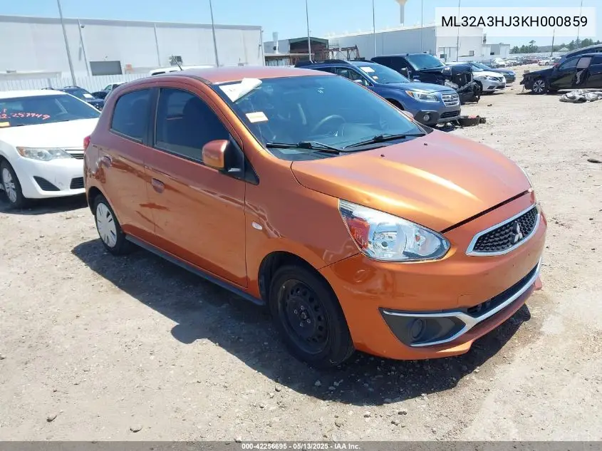 2019 Mitsubishi Mirage Es VIN: ML32A3HJ3KH000859 Lot: 42256695