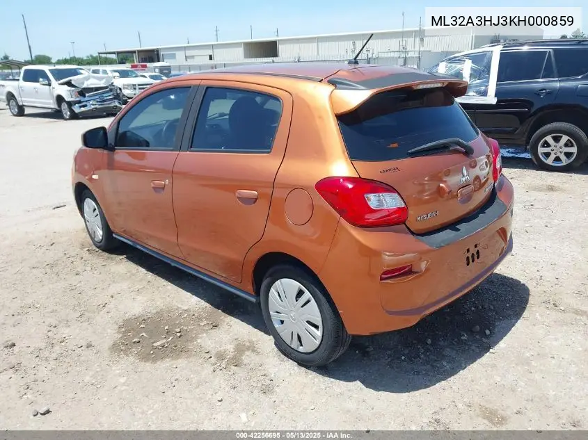 2019 Mitsubishi Mirage Es VIN: ML32A3HJ3KH000859 Lot: 42256695