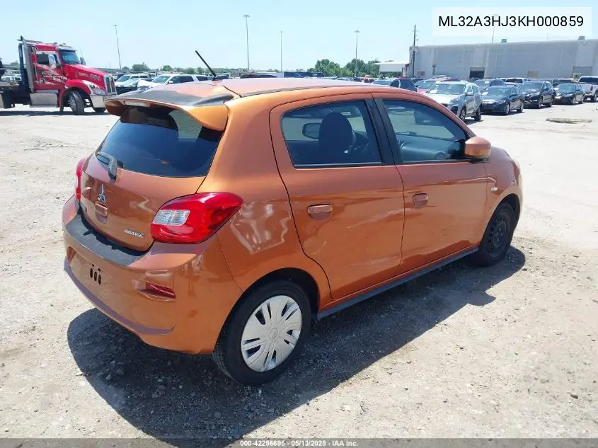 2019 Mitsubishi Mirage Es VIN: ML32A3HJ3KH000859 Lot: 42256695
