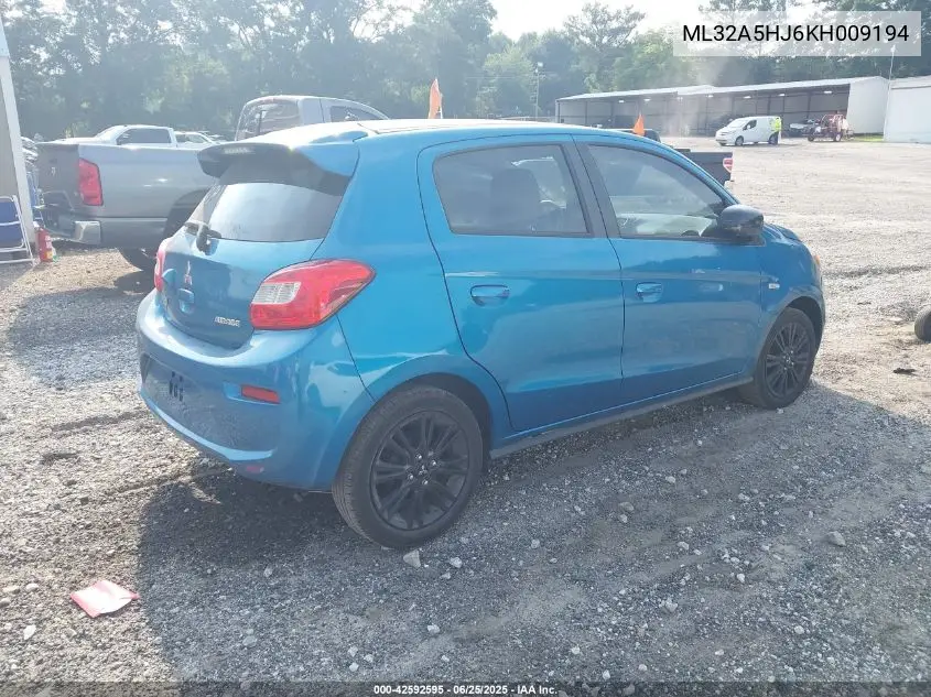 2019 Mitsubishi Mirage Le VIN: ML32A5HJ6KH009194 Lot: 42592595