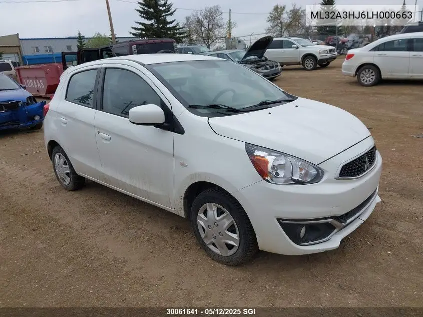 2020 Mitsubishi Mirage Es VIN: ML32A3HJ6LH000663 Lot: 30061641