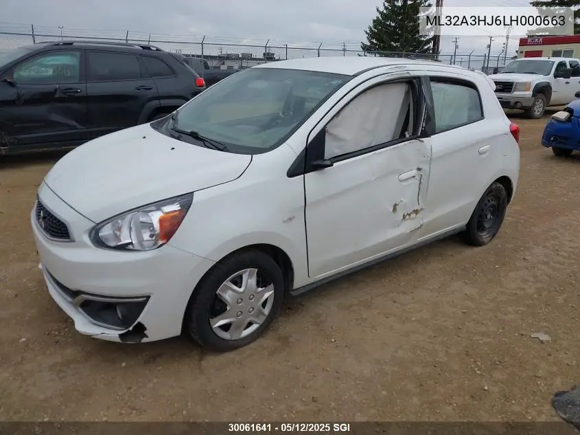 2020 Mitsubishi Mirage Es VIN: ML32A3HJ6LH000663 Lot: 30061641
