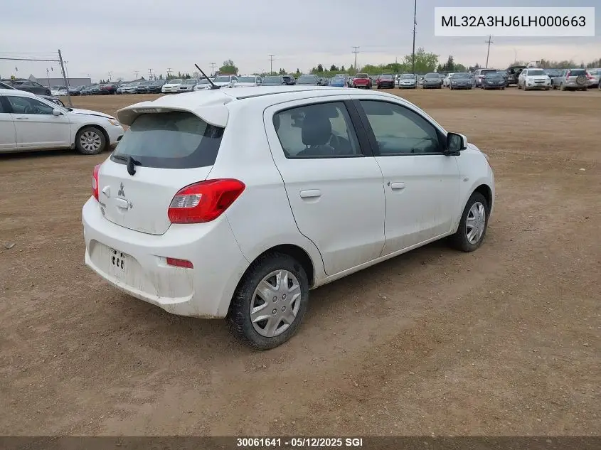2020 Mitsubishi Mirage Es VIN: ML32A3HJ6LH000663 Lot: 30061641