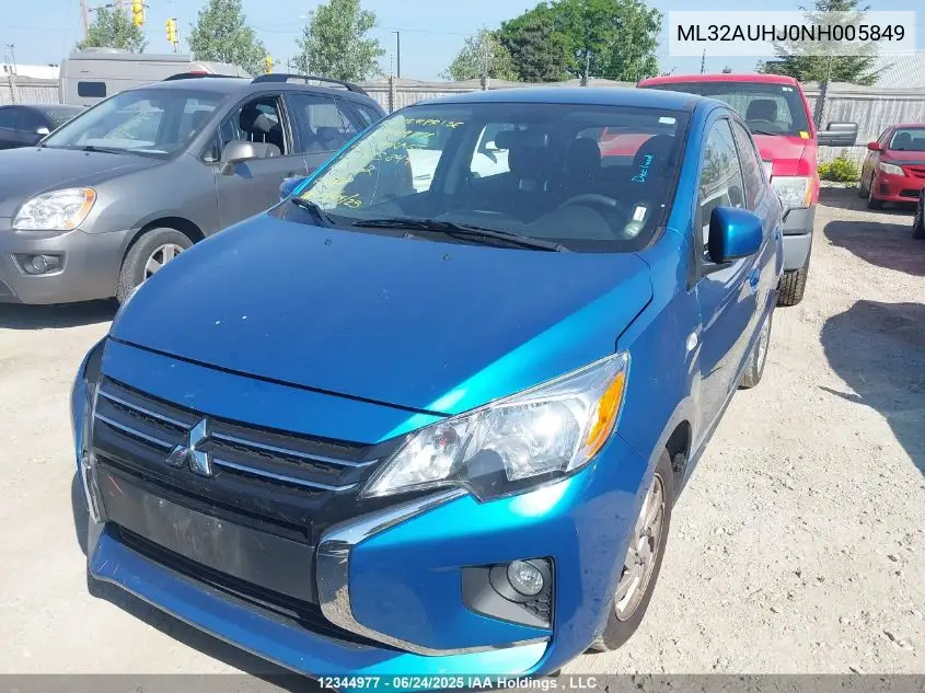 2022 Mitsubishi Mirage Es/Le VIN: ML32AUHJ0NH005849 Lot: 12344977