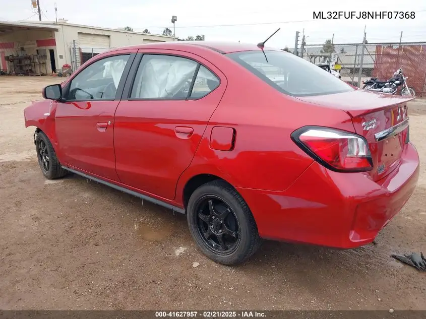 2022 Mitsubishi Mirage G4 Le VIN: ML32FUFJ8NHF07368 Lot: 41627957